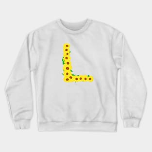 Sunflowers Initial Letter L (White Background) Crewneck Sweatshirt